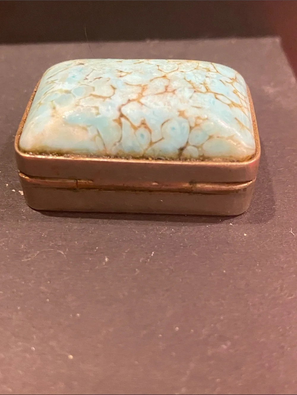Source Unknown Turquoise-Patterned Stone Accent Box - Blue and Brown